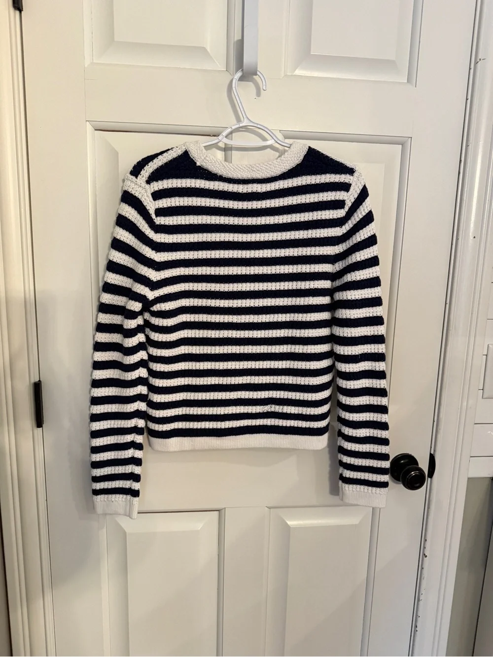 NWT! J.Crew Navy White Striped V-Neck Cardigan Sweater Size Small 6003